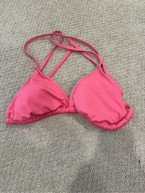Shade & Shore Hot Pink Ribbed Triangle Bikini Top